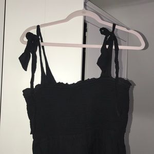 Aerie tie shoulder black ruffle dress